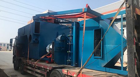 用于車橋清理的Q3710E雙鉤吊鉤式拋丸機發(fā)往河南許昌