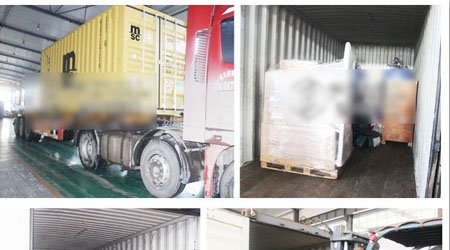 發(fā)往塞內(nèi)加爾噴砂罐及部件裝車發(fā)貨現(xiàn)場(chǎng)