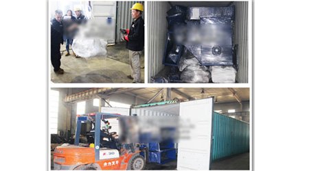 發(fā)往新加坡鋼板通過式型鋼_鋼板預(yù)處理線第二車裝車發(fā)貨現(xiàn)場