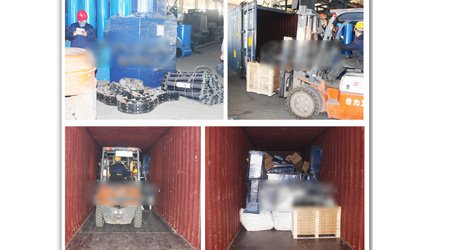 發(fā)往墨西哥Q698型大型通過式鋼板型鋼拋丸清理機(jī)發(fā)貨裝車現(xiàn)場(chǎng)